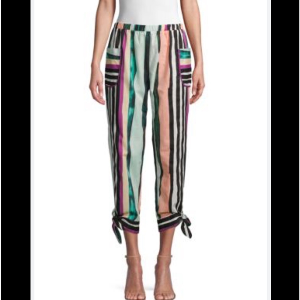 NWT Red Carter Linen Blend Cabana Striped Pants